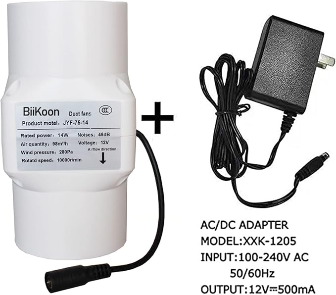 12V Inline Duct Fan 3 Inch Vent Booster 14W HVAC Exhaust Intake Fans 58Cfm Air - Image 6