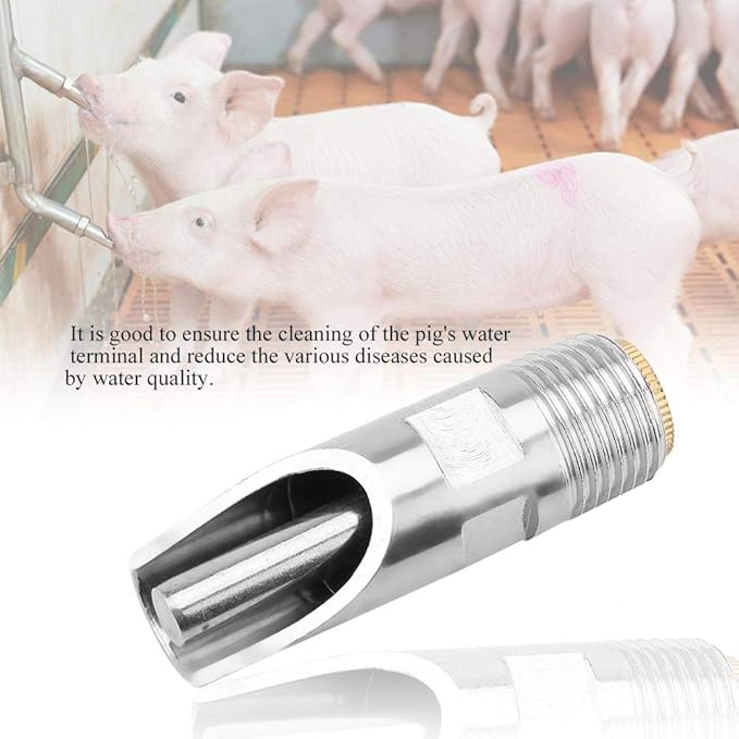 Automatic Pig Drinkers, 5 Pieces Thread Stainless Steel Automatic Pig Nipple - Image 7