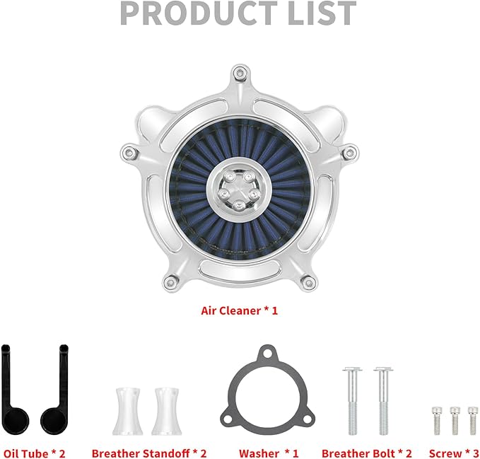HDBUBALUS Motorcycle Air Filter Air Cleaner Intake System Cleaner Fit - Image 6