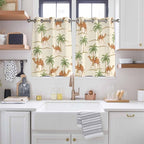 2 Panel Kitchen Cafe Curtains, Date Coconut Tree Sunlight Filtering Nature Air - Image 2