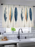 Sheer Curtains 54 Inch Length, Boho Ombre Vintage Wooden Grain Privacy Voile - Image 5