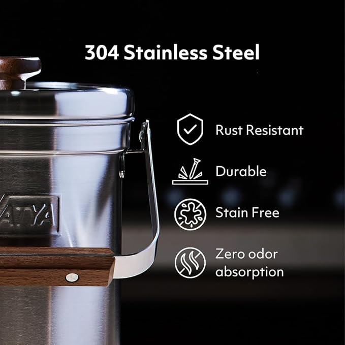 Vatya Stainless Steel Kitchen Compost Bin - Image 2