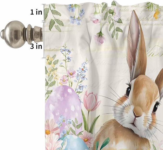 Kitchen Curtains Tiers and Valance Set of 3, Easter Light Filtering Window - Image 5