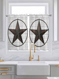 Vintage Farm Western Star Window Valance Curtains, 2 Panel by IDOWMAT