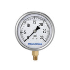 MEASUREMAN Glycerin Filled Plumbing Pressure Gauge 0-30psi Stainless Steel Case by MEASUREMAN