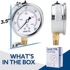SENCTRL 0-600 Psi Glycerin Liquid Filled Pressure Gauge, 2.5" Dial Size - Image 6