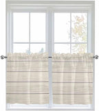 Vintage Country Wooden Board Window Valance Curtains, Gradient Wood Grain Line - Image 9