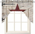 Village Stars Swag Kitchen Curtains Valance and Tier Set, Vintage Dark Red Star by Unknown
