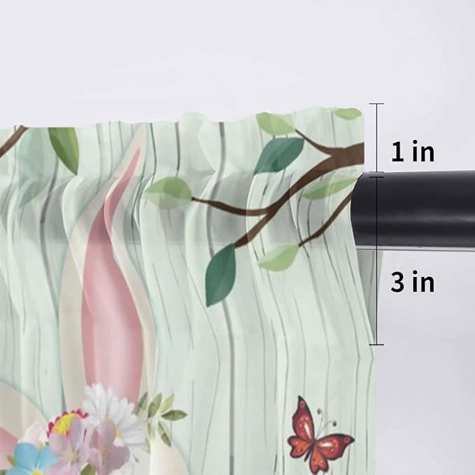 Easter Sheer Valances for Windows 54"x18", Light Filtering Kitchen Curtains - Image 7