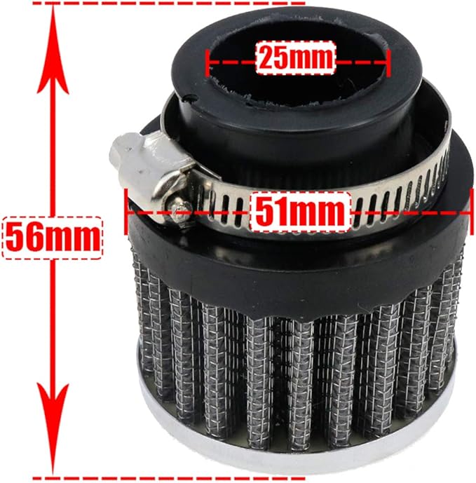 25mm Inlet Motorcycle Air Filter Replacement Cylindrical Intake Mesh Filter - Image 2