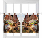 Farm Yaks Kitchen Curtains 24 Inch Length, Small Window Curtains Tab Top by Unknown