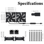 Dual 120mm Fan with 10 Speed USB 5V DC 12V IPX5 Waterproof Cooling Fan - Image 3