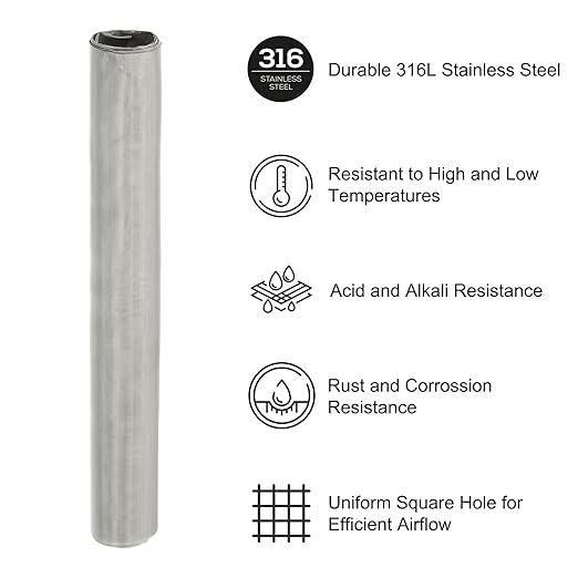 PATIKIL 40" L x 10" W Woven Wire Mesh, 250 Mesh 316L Stainless Steel Air Vent - Image 3