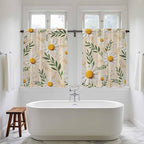 Spring Daisy Tier Curtains, Country Watercolor Flower Leaf Plant Light - Image 5