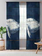 Sheer Curtains 108 Inches Long, Summer Whale Semi Sheer Curtains Light - Image 5