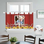 Pig Sunflowers Kitchen Curtains 24 Inch Length, Small Window Curtains Tab Top - Image 4