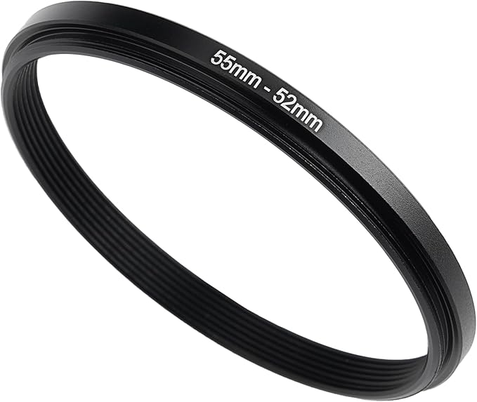 55mm to 52mm Step-Down Ring Filter Adapter, Metal Ring Step-Down Rings Adapter by BETUYESS