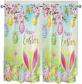 Easter Living Room Curtains 72 Inches length, Spring Bunny Colorful Rabbit Eggs by Unknown