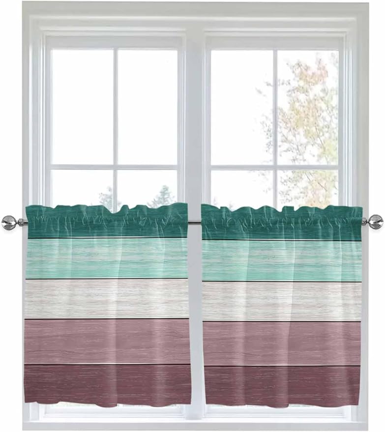 Retro Farm Woodcuts Texture Window Valance Curtains, 2 Panel - Image 5