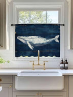Sheer Curtains 45 Inch Length, Summer Whale Semi Sheer Curtains Light Filtering - Image 3