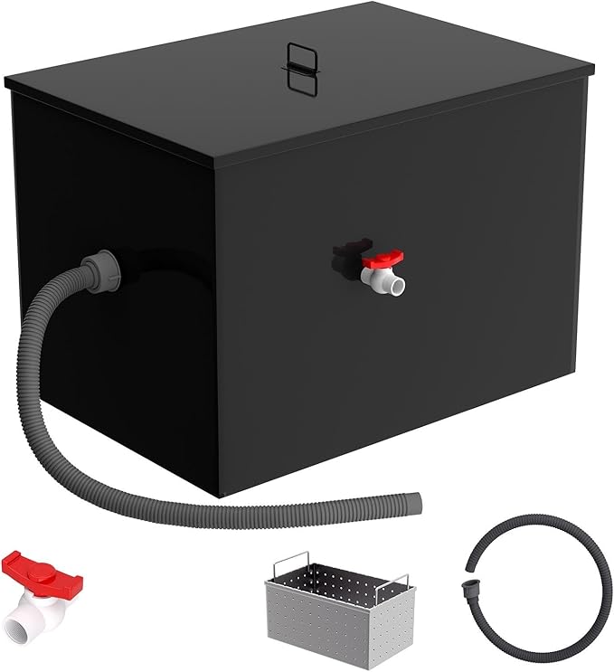 40 LBS Grease Trap Commercial Carbon Steel Grease Interceptor, 15 GPM Flow Rate by Unknown