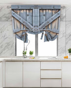 Tie Up Curtains for Windows, Farmhouse Wood Grain Adjustable Balloon Nature - Image 4