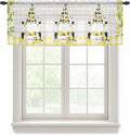 Lemon Dwarfs Sheer Valance Curtains, Gnome Green Leaf Wood Striped Black Plaid by Houseown