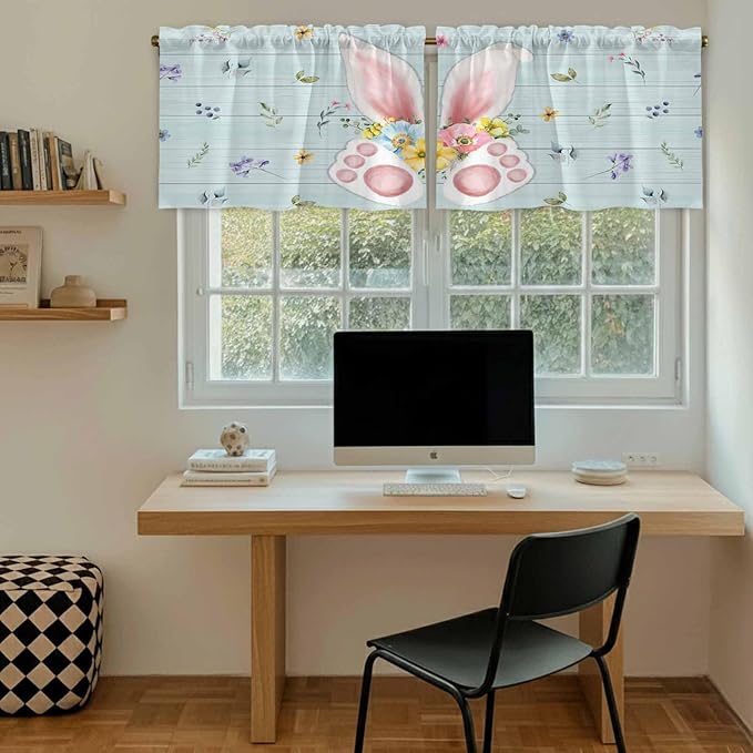 Easter Kitchen Tier Curtains 24 Inch Long 2 Panel Set, Rod Pocket Cafe Small - Image 6