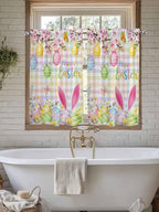 Happy Easter Kitchen Curtains 54 Inches Length, Spring Bunny Colorful Eggs - Image 7