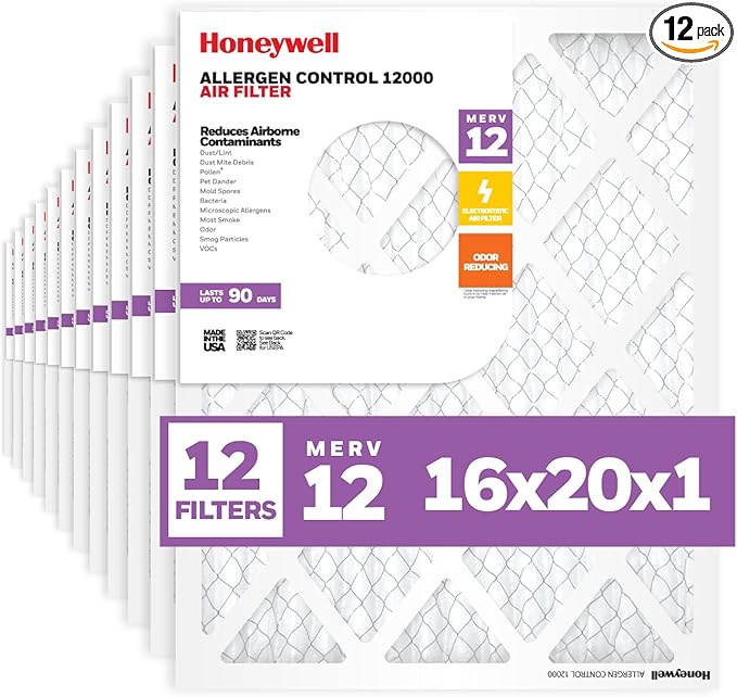 Honeywell 16x20x1 MERV 12 Electrostatic Pleated HVAC AC Furnace Air Filter | by HoneywellAirComfort
