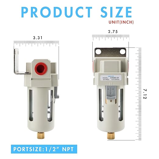 1/2" NPT Air Dryer for Compressor | Compressed Air Line Filter | 5 Micron Brass - Image 2