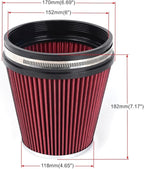 6" Inlet Cold Air Intake Filter Cone Replacement Performance Washable Clamp-On - Image 6