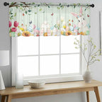 Easter Sheer Valances for Windows 42"x12", Light Filtering Kitchen Curtains - Image 2