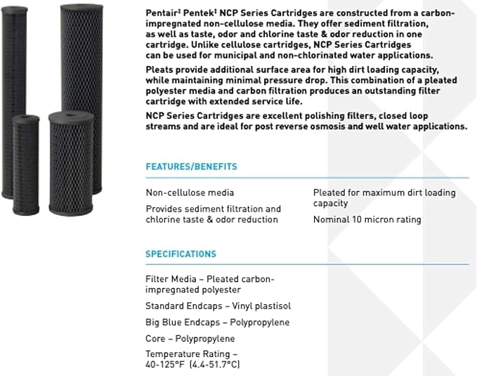 Pentair Pentek NCP-20 Carbon Water Filter, Whole House Non-Cellulose Carbon - Image 3