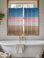 Blue Pink Brown Gradient Wood Grain Window Valance Curtains, Vintage Wood Board - Image 6