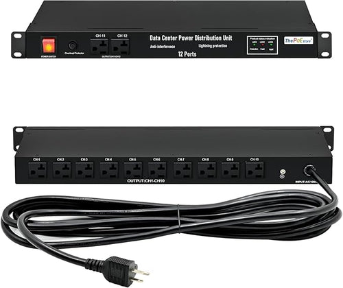 1U PDU Network Servers Surge Protector Power Distribution Unit 12-Outlet by ThePoEstore