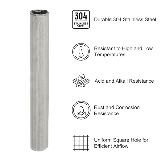 PATIKIL 40" L x 10" W Woven Wire Mesh, 250 Mesh 304 Stainless Steel Air Vent - Image 3