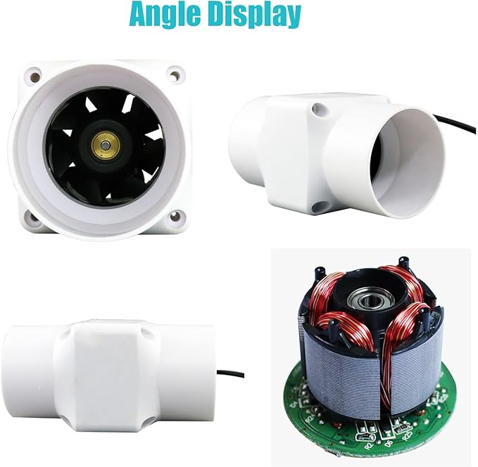 2 Inch 12V Inline Duct Fan 6W Air Vent Fan Booster Pet Indoor Vent Blower - Image 2