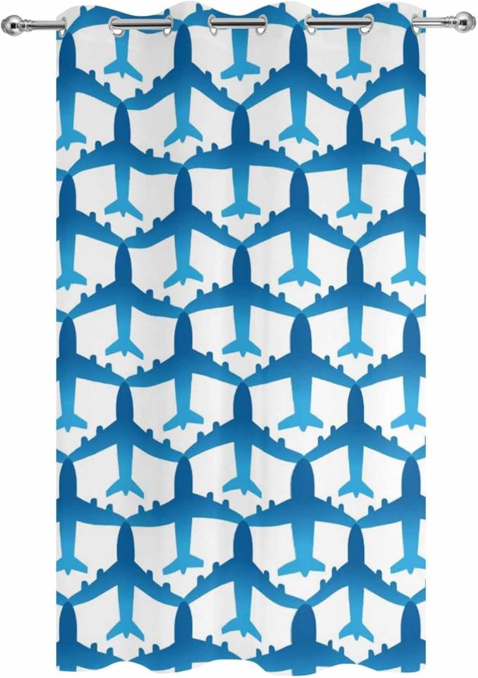 Blue Aircraft Waterproof Outdoor Curtains - Image 2