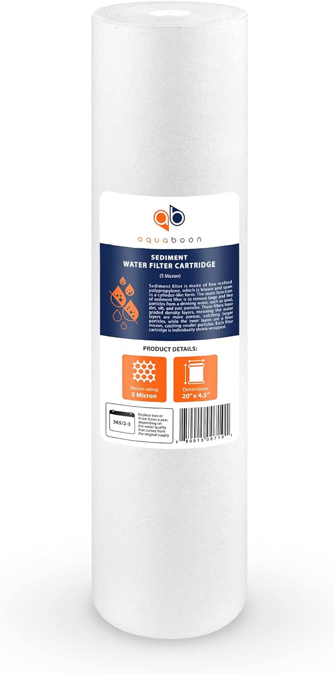 Aquaboon 5 Micron 20 x 4.5 Water Filter Cartridges Set of 4, Whole House Water - Image 3