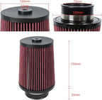 2.75 Inch 70 mm High-Flow Air Filter, Reusable Cone Cold Air Intake, High - Image 3