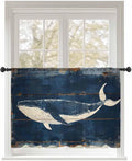 Sheer Curtains 45 Inch Length, Summer Whale Blue Semi Sheer Curtains Light by Unknown