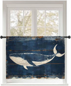 Sheer Curtains 54 Inch Length, Summer Whale Blue Semi Sheer Curtains Light by Unknown