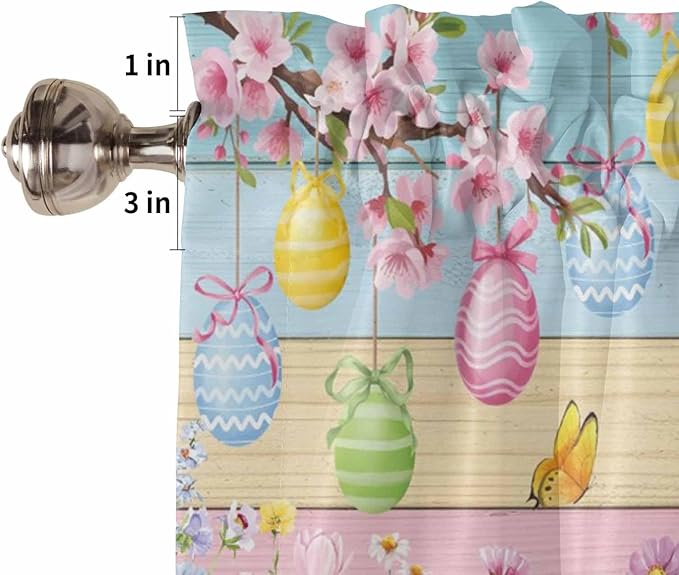 Colorful Easter Kitchen Curtains 45 Inches length, Spring Watercolor Bunny Egg - Image 6
