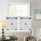 Farmhouse Wood Grain Kitchen Curtains 24 Inch Length, Small Window Curtains Tab - Image 2