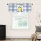 Lemon Sheer Valance Curtains, Summer Fruit Floral Wood Grain Blue Plaid Light - Image 5