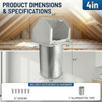 4 Inch Vent Covers for Wall, Galvanized Steel Dryer Vent Cover Outside - Image 2