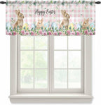 Easter Sheer Valances for Windows 42"x12", Light Filtering Kitchen Curtains by Unknown
