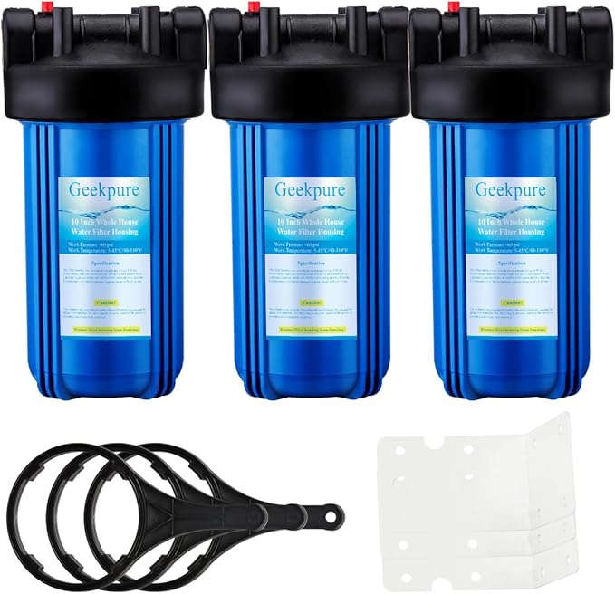 Geekpure 10-Inch Whole House Water Filter Housing 4.5"x10"1-Inch Outlet/Inlet - Image 2