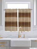 Retro Country Brown Wooden Board Window Valance Curtains, Farmhouse Gradient by IDOWMAT